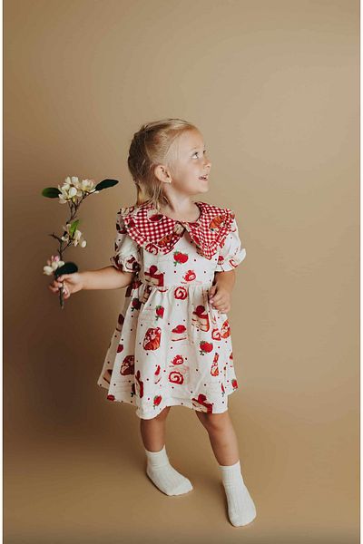 nannie Little Girl's Red Cookie Dress - 2-3 years