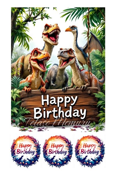 telaşe memuru صورة كعكة وديكور كعكة على شكل ديناصور - طباعة عيد ميلاد على شكل...