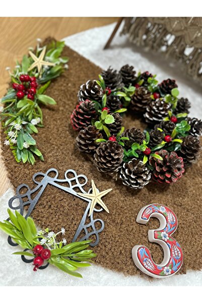 Marrone Декорация за врата с шишарка Рамка за контакт Номер на апартамент Пос...