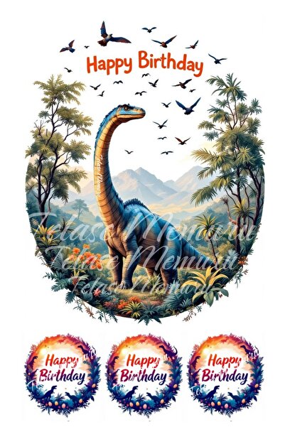 telaşe memuru صورة كعكة وديكور كعكة على شكل ديناصور - طباعة عيد ميلاد على شكل...