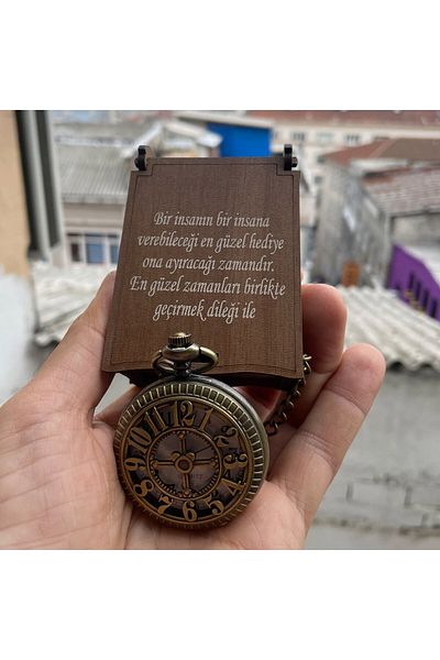 Hediye Sahibi Number Embossed Chain Chain Pocket Watch