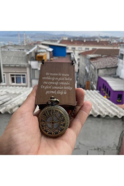 hediyesahibi Sayı Kabartmalı Zincirli Köstekli Cep Saati