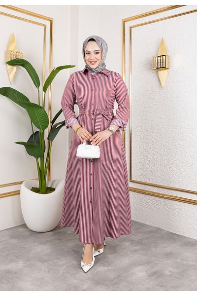 Eliva Rochie de seară cu centură cu centură, lungă, albă, din satin burgundă, rochie modestă