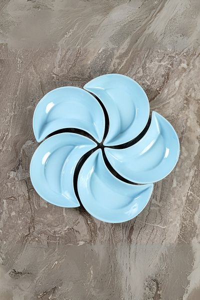 DAY HOME Set of 5 Ceramic Moon Decorated Breakfast Presentation Snack Bowls