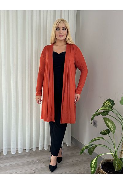 MODA Women's Large Size Asymmetric Cut Flexible Rim Cardigan (Accessories Not Included)