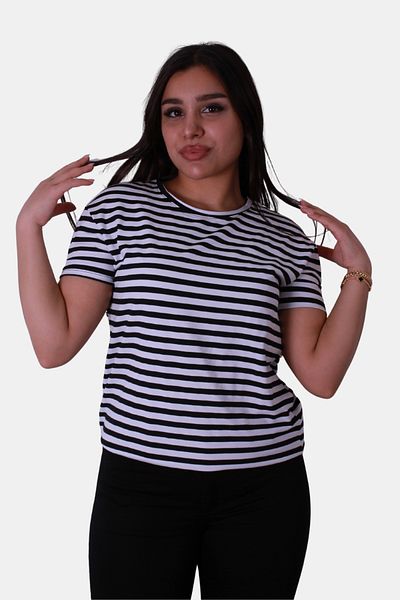 trender Tricou de damă alb din viscoză cu dungi
