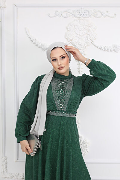 ECALAMODE فستان سهرة أنيق بتفاصيل حجرية للمناسبات الخاصة