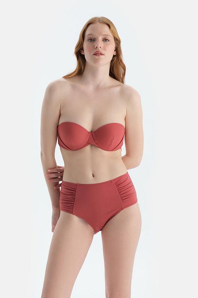 Dagi Tile Side Draped High Waist Bottom