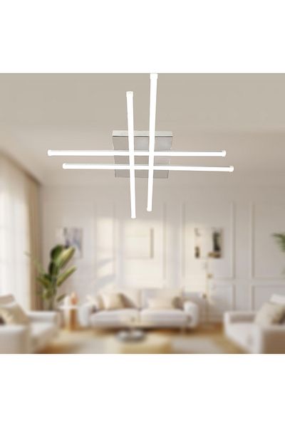 TT AYDINLATMA Tt036-Kr-Sarişik Tt Lighting Hashtag Model (Yellow Light) Chrome Plated Led Chandelier