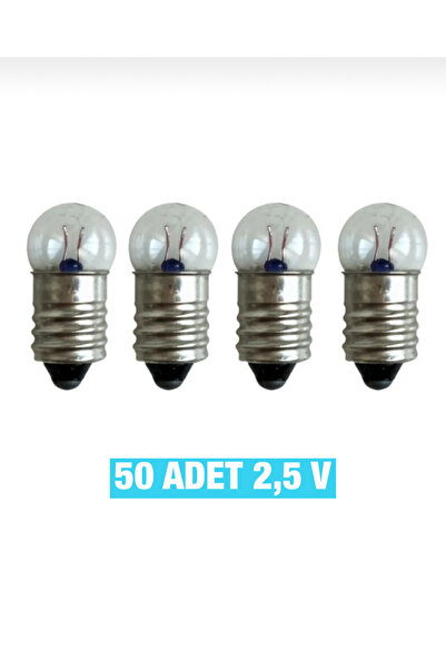 AYMAGNET 50 Adet, Mini Ampül, Deney Setleri İçin, 2,5 V, Sarı Ampul, Lamba, E...