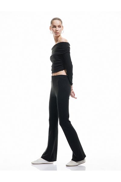 Koton Elastic Waist Viscose Blended Flared Trousers