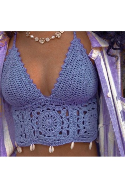 Melonndesign Tığ işi Motif detaylı iç göstermez crop