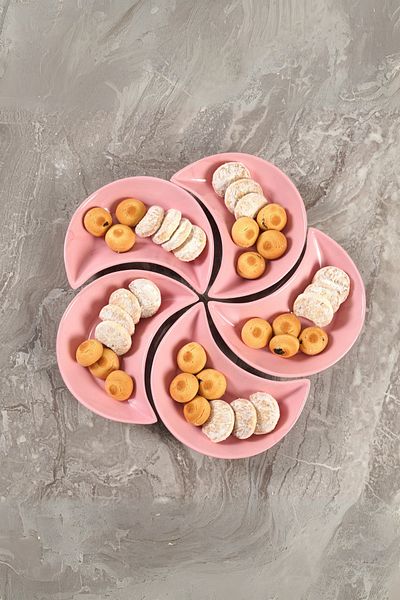 DAY HOME Set of 5 Ceramic Moon Decorated Breakfast Presentation Snack Bowls