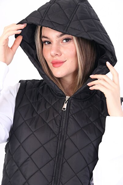 sehatex Women's Zipper Detailed Long Quilted Vest