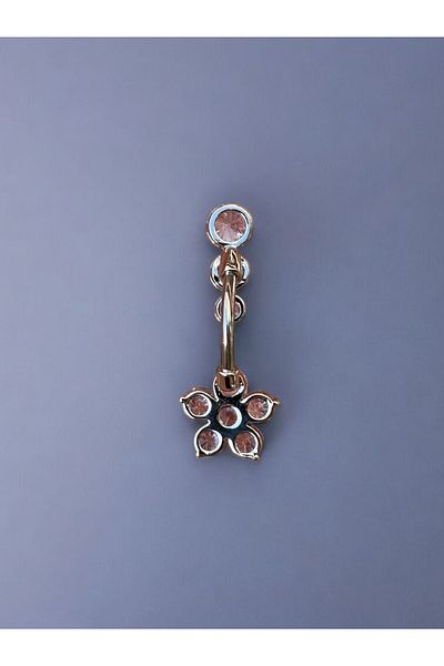 Takayrum Steel Stone Flower Patterned Navel Piercing