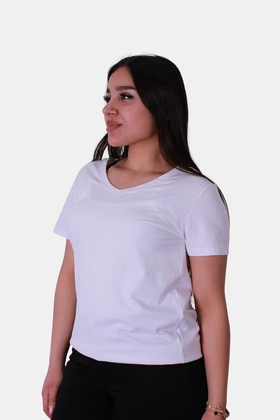trender Tricou alb pentru damă - Model CM18 cu decolteu în V