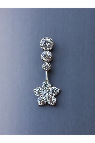 Takayrum Steel Stone Flower Patterned Navel Piercing