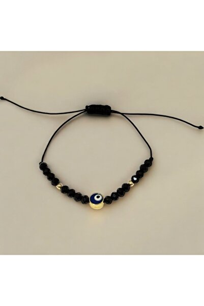 GM TAKI Black Macrame Bracelet with Evil Eye Beads – Adjustable & Water Resis...