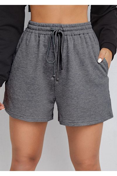 NAKRUF Women's Dark Gray Plain Regular Combed Cotton Shorts