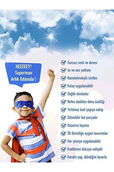 dreamwall Duvar Kağıdı: Mavi Pembe Bulutlar Isı Ve Ses Yalıtımlı Sağlıklı Tekstil Çocuk Odası Duvar Kağıdı