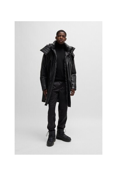 HUGO İşlenmemiş yünden dar kesim balıkçı yaka kazak