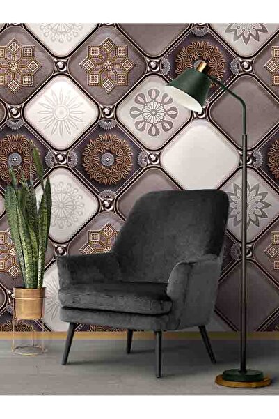 dreamwall 3 Boyutlu Geometrik Deri Desenli Silinebilir Tekstil Duvar Kağıdı