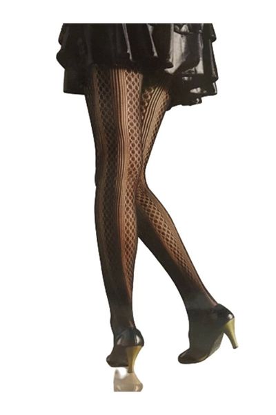 FantaziAtölyesi Vog Jacquard Patterned Pantyhose 701 Black S-M