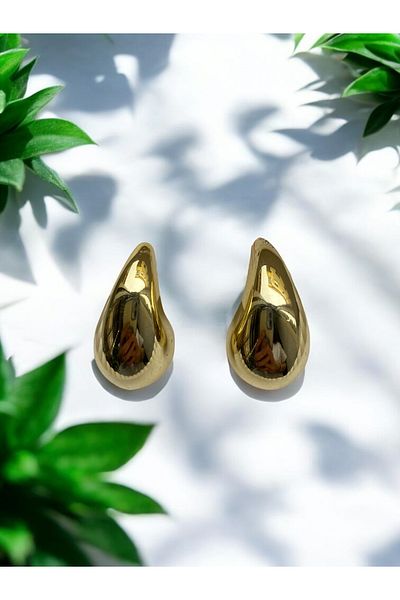 Bade Damla Bottega Model Gold Steel Earrings