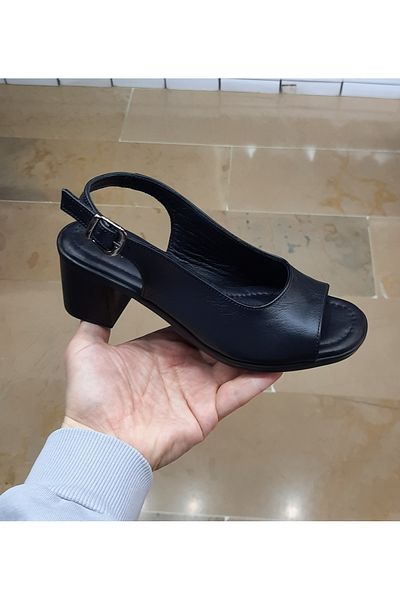 ENZO Women's Inner-Outer Genuine Leather Anatomic Sole Thick Heel Open Shoes