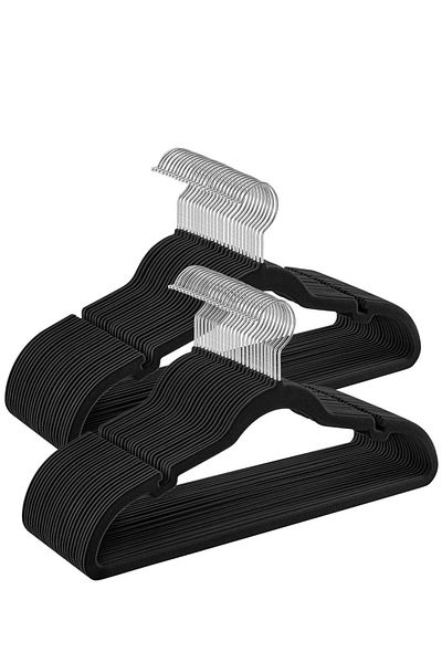 Generic 100-Piece Non-Slip Velvet Cloth Hangers Set in Black