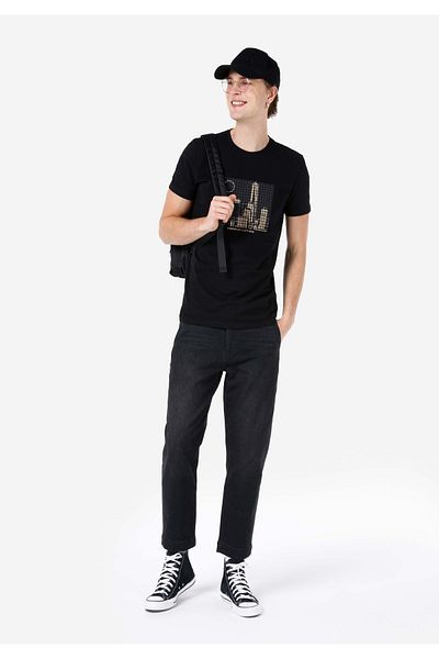 Colin's 076 Glen Chino Fit Ανδρικό μαύρο τζιν παντελόνι με ίσιο πόδι στη μέση