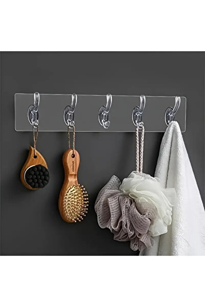 Askımo Yapışkanlı Şeffaf Duvar Askısı Banyo Mutfak Düzenleyici Askı Pratik Ka...