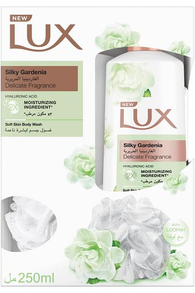 LUX SILKY GARDENIA BODY WASH WITH LOOFAH 250ML