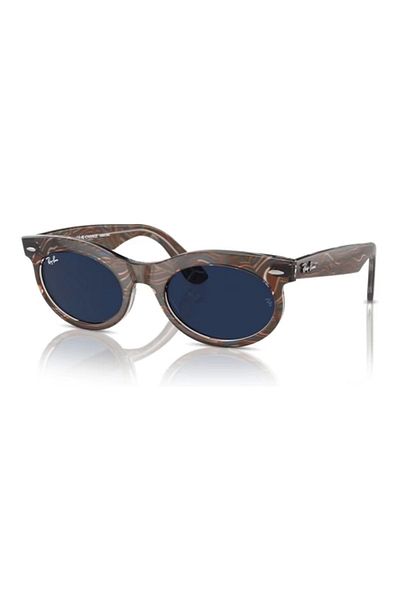 Ray-Ban Ray Ban Unisex Oval Wayfarer Oval Sunglasses- Rb 2242 - Lense Size:53mm - Photo Waves Grey