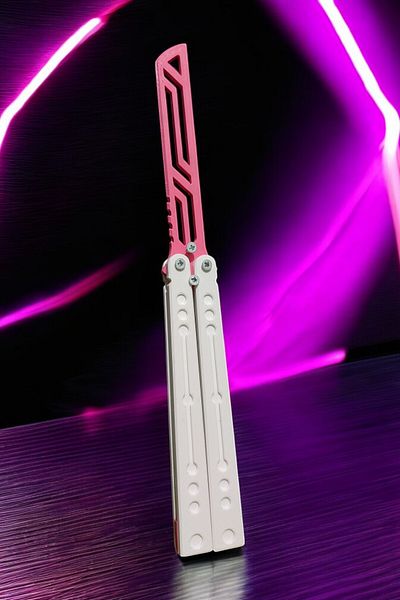 Vaiflagy Store Butterfly Training Practice Knife – Plastic Butterfly Knife (White and Pink)