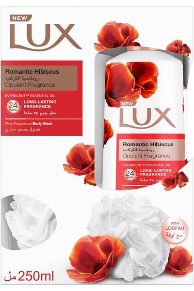 LUX ROMANTIC HIBISCUS BODY WASH WITH LOOFAH 250 ML