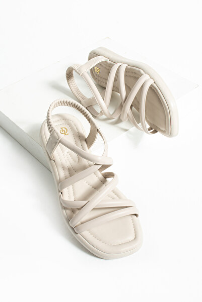 Neva'nın Butiği Sandale de damă cu talpă joasă turcoaz cu detaliu de țevi