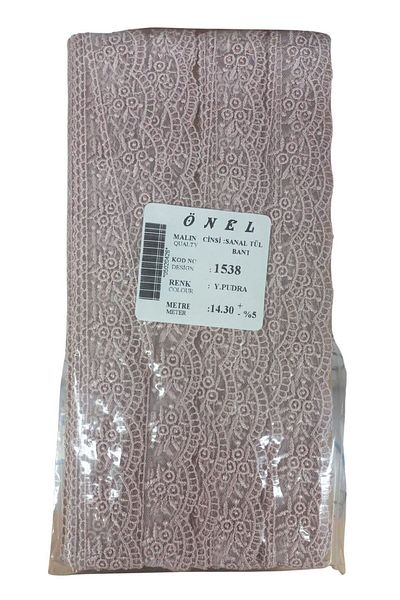 shop Lace Polyester Virtual Tulle Tape Y.Pudra 14.30 Meters Width 3 cm On-1538-Pu