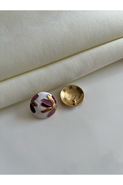 Nilsu Jewellery Accessory Flower Patterned Enamel Round Earrings