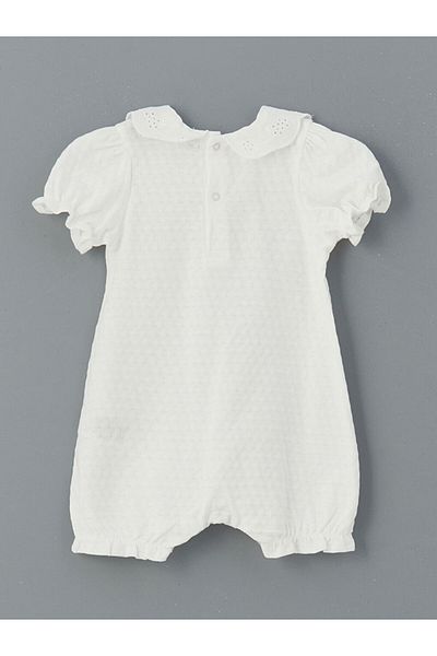 LC Waikiki Ecru Embroidered Baby Girl Jumpsuit and Headband Set of 2