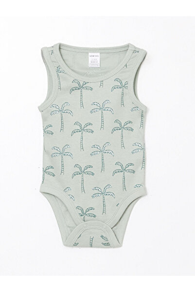 LC Waikiki Green printed baby boy snap bodysuit