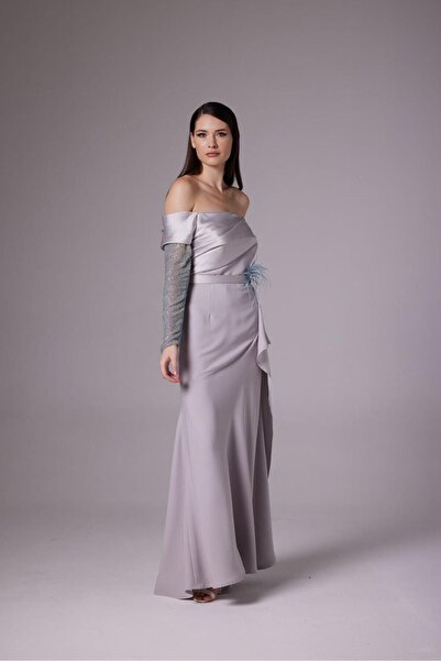 BALA COUTURE Kayık Yaka Uzun Gece Elbisesi