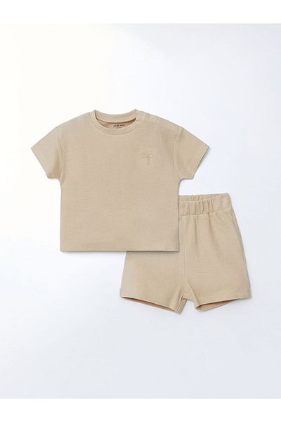 LC Waikiki Basic Waffle Baby Boy T-Shirt and Shorts 2-Pack