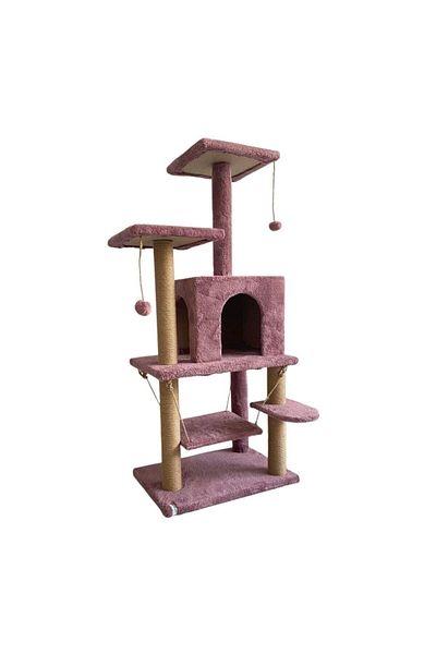 Nursoft Y-01 Luxury Cat Scratching Playhouse with Swing and Nest - Dried Rose