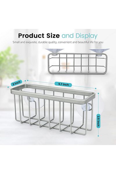 COOYA Sponge Rack, Sponge Holder for Kitchen Sink, Mat Silver, Metal, Drying Rack