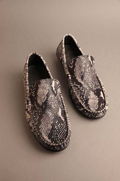 Gondol Loafer clasic pentru bărbați din piele naturală Black Snake 41 ttx.209