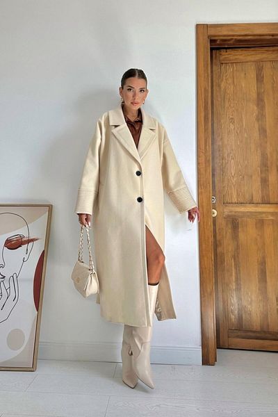 Miracle Omni Beige Cuff Detailed Coat