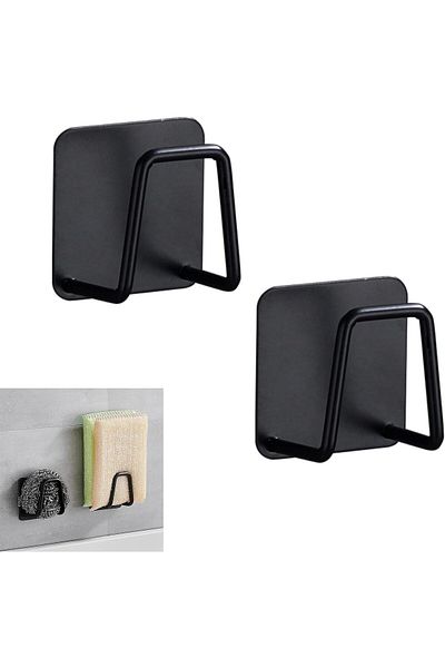 COOYA 2 Pcs Kitchen Sink Sponge Rack, SUS304 Stainless Steel, Rustproof and Waterproof Sink Caddy(Black)