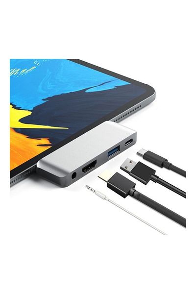 COOYA 4 IN 1 USB-C Hub Adapter To 4K HDMI 3.5MM Audio Grey
