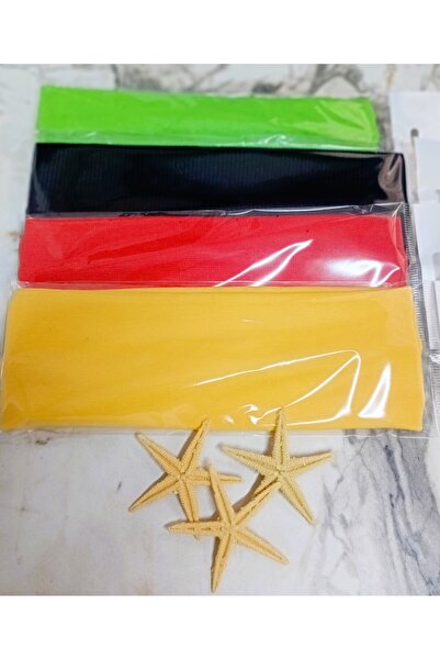 Lissa Aksesuar Bandana elastică din bumbac, 4 piese, negru, galben, roșu, verde, pentru femei - bentiță de păr - agrafă